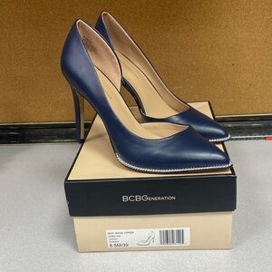 BCBGeneration Dark Blue Heels with Silver Accents
